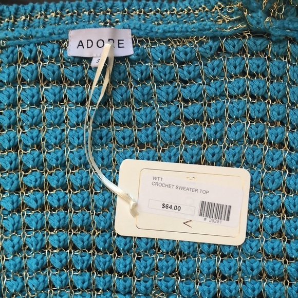 NWT ADORE Turquoise Silver Chain Link Crochet Layering Top Vest Women’s Small - Picture 14 of 16